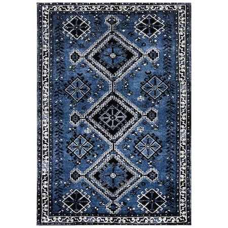 Flowers First 4 x 6 ft. Vintage Hamadan Global Rectangle Power Loomed Rug Blue & Black FL1887923